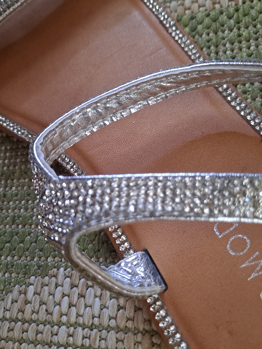 TOP Moda Blingy Silver Rhinestone Flat Sandals - Picture 6 of 6
